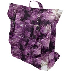 Amethyst Purple Violet Geode Slice Buckle Up Backpack by genx