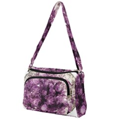 Amethyst Purple Violet Geode Slice Front Pocket Crossbody Bag by genx