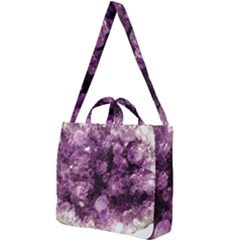 Amethyst Purple Violet Geode Slice Square Shoulder Tote Bag by genx