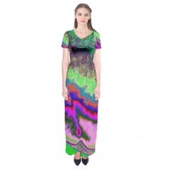 Clienmapcoat Short Sleeve Maxi Dress by PurpleDuckyDesigns