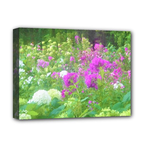 Annabella Hydrangeas And Purple Garden Landscape Deluxe Canvas 16  X 12  (stretched)  by myrubiogarden