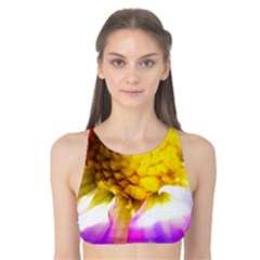 Purple, Pink And White Dahlia With A Bright Yellow Center Tank Bikini Top by myrubiogarden