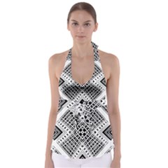 Pattern Tile Repeating Geometric Babydoll Tankini Top by Pakrebo