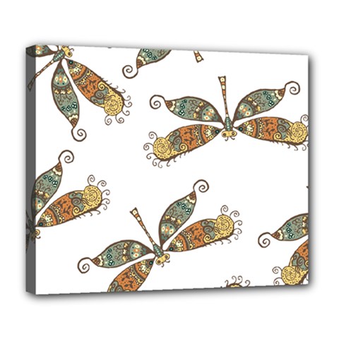 Pattern Dragonfly Background Deluxe Canvas 24  X 20  (stretched) by Pakrebo