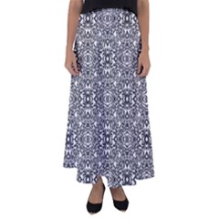 Black White Geometric Background Flared Maxi Skirt by Pakrebo