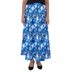 Star Hexagon Blue Deep Blue Light Flared Maxi Skirt by Pakrebo