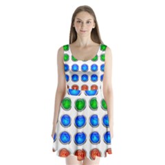 Vector Round Image Color Button Split Back Mini Dress  by Pakrebo