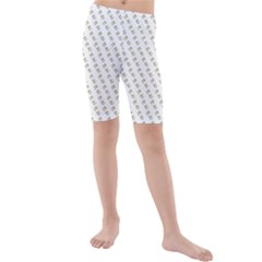 No Step On Snek Pattern White Background Meme Kids  Mid Length Swim Shorts by snek