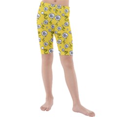 No Step On Snek Do Not Bubble Speech Pattern Yellow Background Meme Kids  Mid Length Swim Shorts by snek