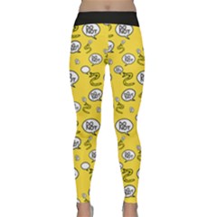 No Step On Snek Do Not Bubble Speech Pattern Yellow Background Meme Classic Yoga Leggings by snek