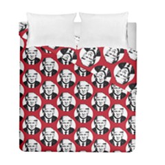 Trump Retro Face Pattern Maga Red Us Patriot Duvet Cover Double Side (full/ Double Size) by snek