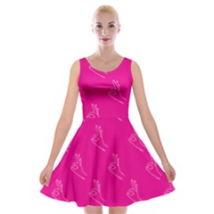 A-ok Perfect Handsign Maga Pro-trump Patriot On Pink Background Velvet Skater Dress by snek