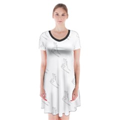 A-ok Perfect Handsign Maga Pro-trump Patriot Black And White Short Sleeve V-neck Flare Dress by snek