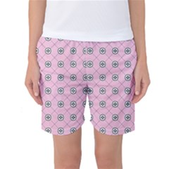 Kekistan Logo Pattern On Pink Background Women s Basketball Shorts by snek