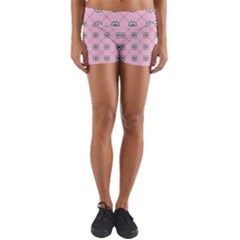 Kekistan Logo Pattern On Pink Background Yoga Shorts by snek