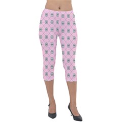 Kekistan Logo Pattern On Pink Background Lightweight Velour Capri Leggings  by snek