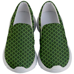 Logo Kekistan Pattern Elegant With Lines On Green Background Kids  Lightweight Slip Ons by snek