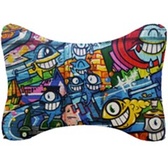 Graffiti Urban Colorful Graffiti Cartoon Fish Seat Head Rest Cushion by genx