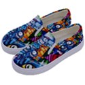 Graffiti Urban colorful graffiti cartoon fish Kids  Canvas Slip Ons View2