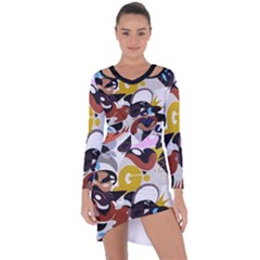 Graffiti Urban Colorful Graffiti City Wall Hip Hop Music Singers Asymmetric Cut-out Shift Dress by genx