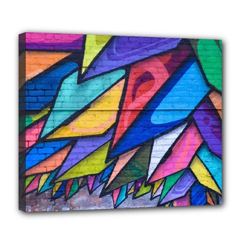 Urban Colorful Graffiti Brick Wall Industrial Scale Abstract Pattern Deluxe Canvas 24  X 20  (stretched) by genx