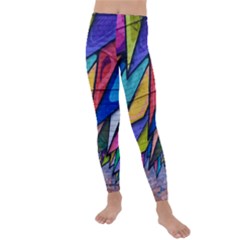 Urban Colorful Graffiti Brick Wall Industrial Scale Abstract Pattern Kids  Lightweight Velour Leggings by genx