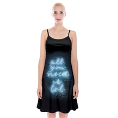 Party Night Bar Blue Neon Light Quote All You Need Is Lol Spaghetti Strap Velvet Dress by genx