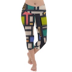 Door Stained Glass Stained Glass Lightweight Velour Capri Yoga Leggings by Pakrebo