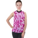 Standard Pink Camouflage Army Military Girl funny pattern Mock Neck Chiffon Sleeveless Top View1