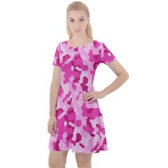 Standard Pink Camouflage Army Military Girl Funny Pattern Cap Sleeve Velour Dress  by snek