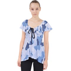 Standard Light Blue Camouflage Army Military Lace Front Dolly Top by snek