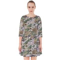 Wood Camouflage Military Army Green Khaki Pattern Smock Dress by snek