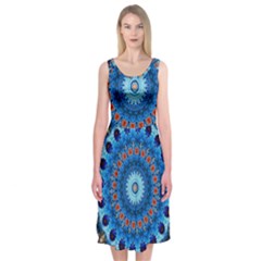 Rose Kaleidoscope Art Pattern Midi Sleeveless Dress by Pakrebo