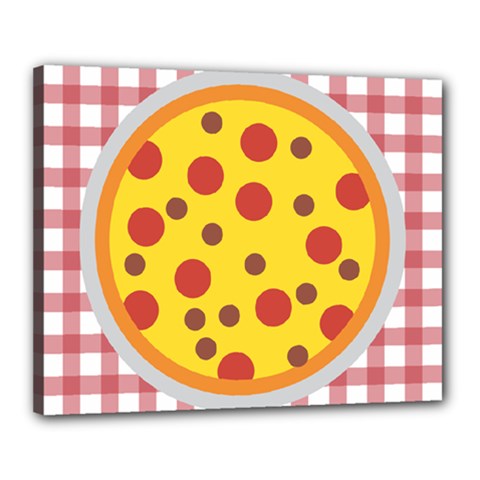 Pizza Table Pepperoni Sausage Canvas 20  X 16  (stretched) by Pakrebo