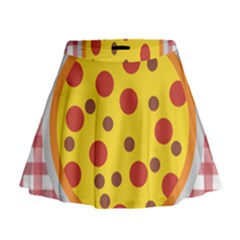 Pizza Table Pepperoni Sausage Mini Flare Skirt by Pakrebo