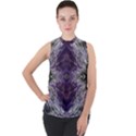 Pattern Abstract Horizontal Mock Neck Chiffon Sleeveless Top View1