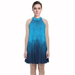 Deep Ocean Velvet Halter Neckline Dress  by LoolyElzayat