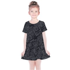 Black Rectangle Wallpaper Grey Kids  Simple Cotton Dress by Mariart