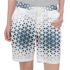 Business Blue Triangular Pattern Pocket Shorts by Mariart