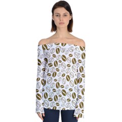 Coffee Beans Vector Off Shoulder Long Sleeve Top by Mariart