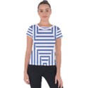 Geometric Shapes Stripes Blue Short Sleeve Sports Top  View1