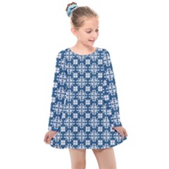 Flower Decorative Ornamental Kids  Long Sleeve Dress by Mariart