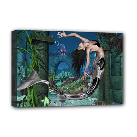 Wonderful Mermaid In The Deep Ocean Deluxe Canvas 18  X 12  (stretched) by FantasyWorld7