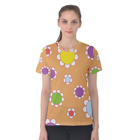 Floral Flowers Retro Women s Cotton Tee by Mariart