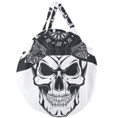 Kerchief Human Skull Giant Round Zipper Tote by Mariart