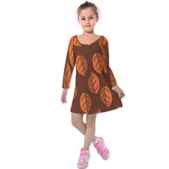 Pattern Leaf Plant Kids  Long Sleeve Velvet Dress by Mariart