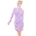 Peony Spring Flowers Button Long Sleeve Dress View1