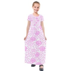 Peony Spring Flowers Kids  Short Sleeve Maxi Dress by Mariart