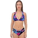 Memphis Pattern Geometric Abstract Double Strap Halter Bikini Set View1