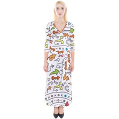 Desktop Pattern Art Graphic Design Quarter Sleeve Wrap Maxi Dress by Pakrebo